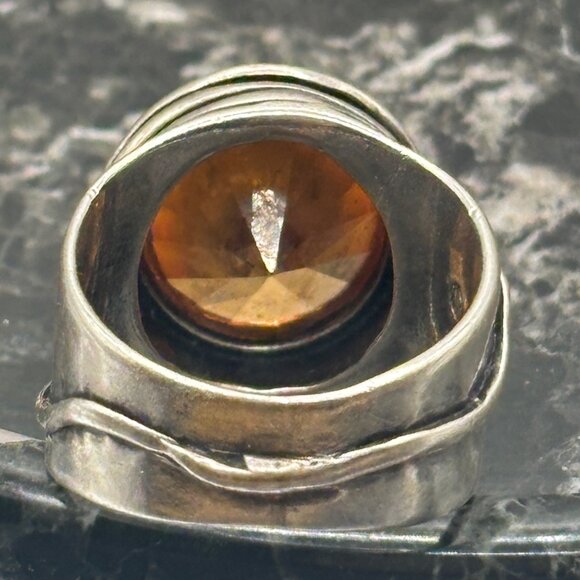 Citrine Gemstone Ring on Sterling Silver Band Size 5 8.93 g - Picture 6 of 14